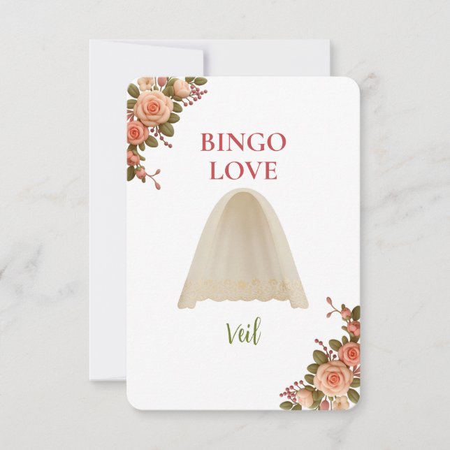 Bridal Shower Game Bingo Card – Veil (Voorkant)