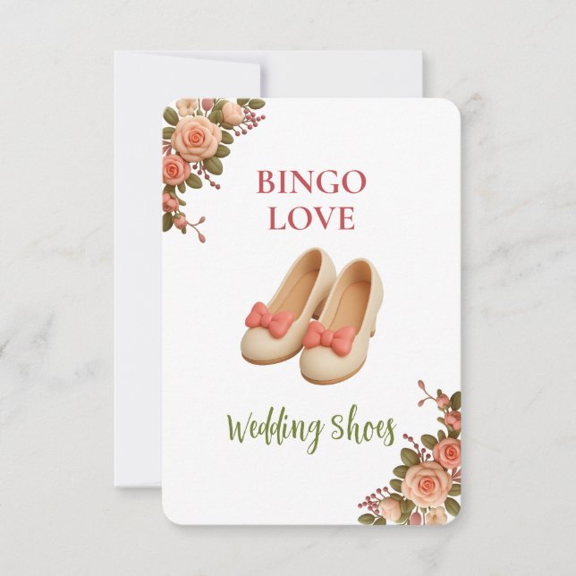 Bridal Shower Game Bingo Card – Wedding Shoes (Voorkant)