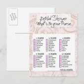 Bridal shower game- What is in your purse? Uitnodiging Briefkaart (Voorkant / Achterkant)