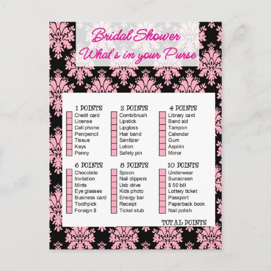 Bridal Shower game, What is your purse Uitnodiging Briefkaart (Voorkant)