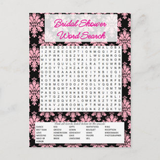 Bridal shower game- Word search- Uitnodiging Briefkaart