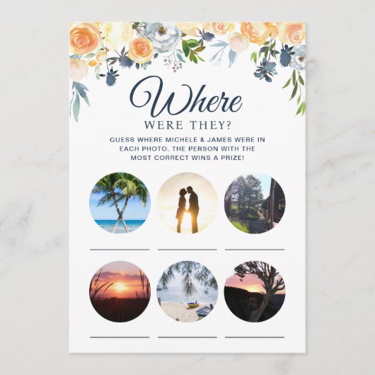 Bridal Shower Games Floral Photo Card Kaart (Voorkant)