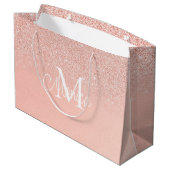Bridal Shower  Glitter Baby Pink Monogram Gift Bag Groot Cadeauzakje (Achterkant Gekanteld)