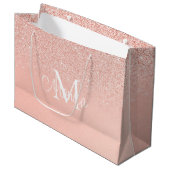 Bridal Shower  Glitter Baby Pink Monogram Gift Bag Groot Cadeauzakje (Voorkant Gekanteld)