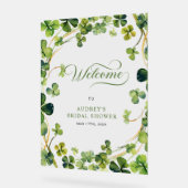 Bridal Shower Greenery Shamrock Welcome Sign Acryl Bord (Hoek)