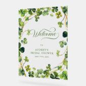 Bridal Shower Greenery Shamrock Welcome Sign Acryl Bord (Hoek)