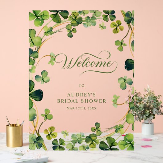 Bridal Shower Greenery Shamrock Welcome Sign Acryl Bord (Huwelijk)