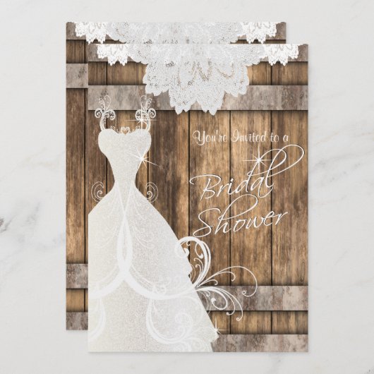 Bridal 👰 Shower in Rustic Wood en Lace 💕 Kaart (Voorkant / Achterkant)