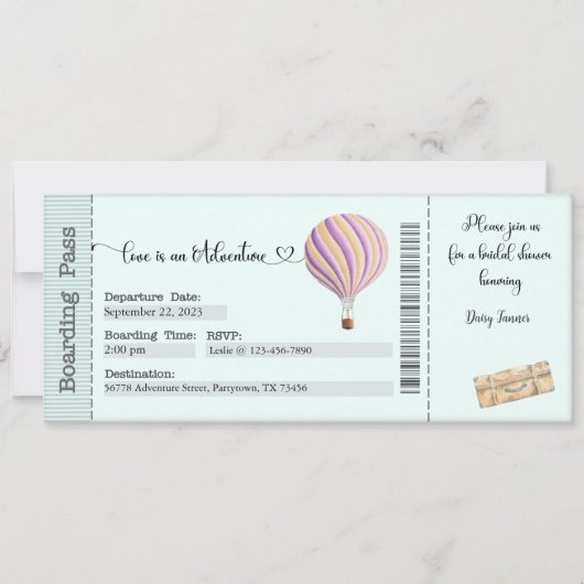 Bridal Shower Invitation, Adventure-Vrijgezellenfe Kaart (Voorkant)