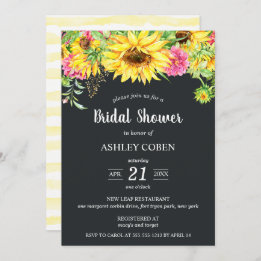 Bridal Shower Invitation and Cascading Sunflower Kaart