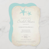 BRIDAL SHOWER Invitation - Beach Starfish Kaart (Voorkant / Achterkant)