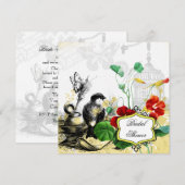 Bridal Shower Invitation Bird and Nasturtiums Kaart (Voorkant / Achterkant)