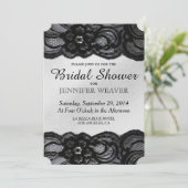 Bridal Shower Invitation Black Lace en Satin Kaart (Staand voorkant)