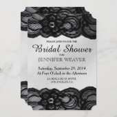 Bridal Shower Invitation Black Lace en Satin Kaart (Voorkant / Achterkant)