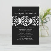 Bridal Shower Invitation Black & White Damask Kaart (Staand voorkant)