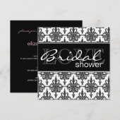Bridal Shower Invitation Black & White Damask Kaart (Voorkant / Achterkant)