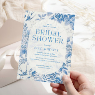 Bridal Shower Invitation Blue Floral  Kaart