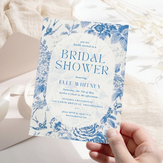 Bridal Shower Invitation Blue Floral  Kaart