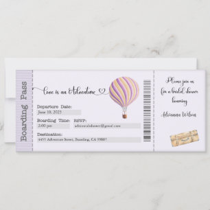 Bridal Shower Invitation, Boarding Pass Invite Kaart