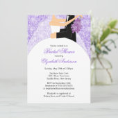 Bridal Shower Invitation Bride Groom Paarse Bling Kaart (Staand voorkant)