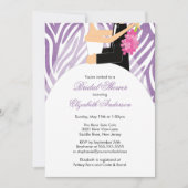 Bridal Shower Invitation Bride Groom Paarse Zebra Kaart (Voorkant)