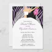 Bridal Shower Invitation Bride Groom Paarse Zebra Kaart (Voorkant)