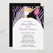 Bridal Shower Invitation Bride Groom Paarse Zebra Kaart (Voorkant / Achterkant)