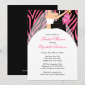 Bridal Shower Invitation Bride Groom Pink Zebra Kaart (Voorkant / Achterkant)
