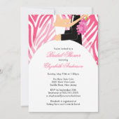 Bridal Shower Invitation Bride Groom Pink Zebra Kaart (Voorkant)