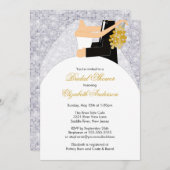 Bridal Shower Invitation Bride Groom Silver Bling Kaart (Voorkant / Achterkant)