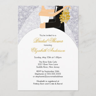 Bridal Shower Invitation Bride Groom Silver Bling Kaart
