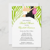 Bridal Shower Invitation Bride Lime Green Zebra Kaart (Voorkant)