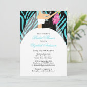 Bridal Shower Invitation Bride Turquoise Zebra Kaart (Staand voorkant)
