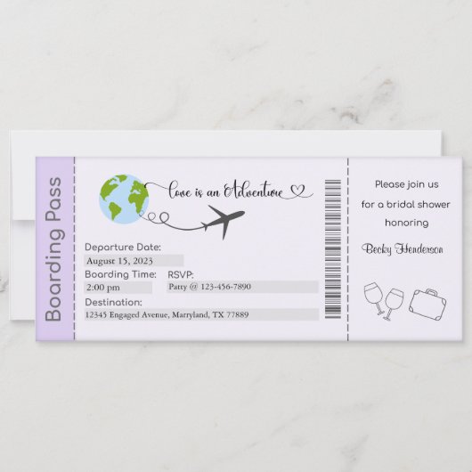 Bridal Shower Invitation, Bride voor uitnodiging (Voorkant)