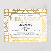 Bridal Shower Invitation Briefkaart Art Deco Gatsb