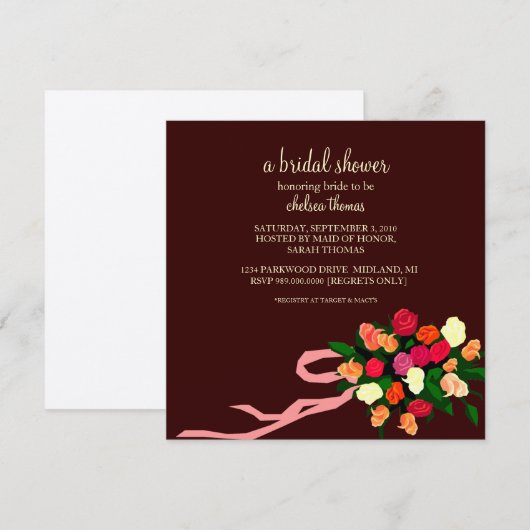Bridal Shower Invitation [Brown] Kaart (Voorkant / Achterkant)