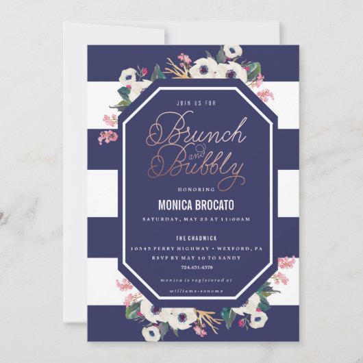 BRIDAL SHOWER INVITATION - brunch and bubbly champ Kaart (Voorkant)