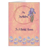 Bridal Shower Invitation Card, Gold met Iris (Voorkant)