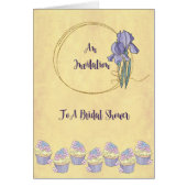 Bridal Shower Invitation Card, Gold met Iris (Voorkant)