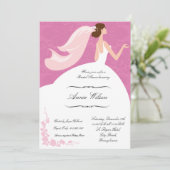 Bridal Shower Invitation card in roze damesthema Kaart (Staand voorkant)