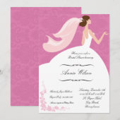 Bridal Shower Invitation card in roze damesthema Kaart (Voorkant / Achterkant)