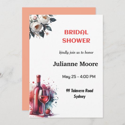 Bridal Shower Invitation Card Kaart (Voorkant / Achterkant)