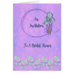Bridal Shower Invitation Card, Lavender, met Iris
