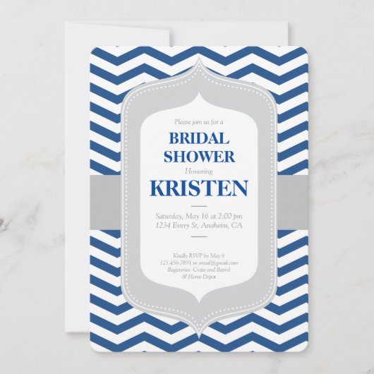 Bridal Shower Invitation, Chevron, Classic, Modern Kaart (Voorkant)