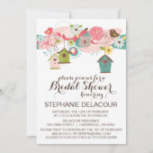 Bridal Shower Invitation Cute Birds & Bird Houses Kaart (Achterkant)