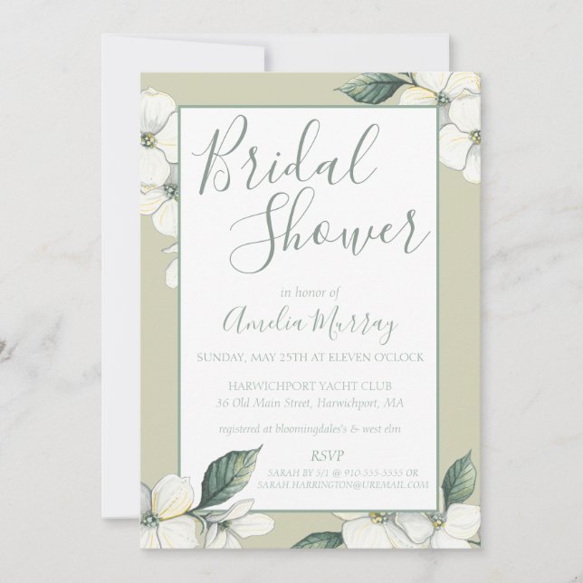 Bridal Shower Invitation, Dogwood Blooms (Voorkant)
