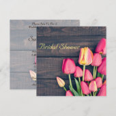Bridal Shower Invitation—Donkere roze Tulpen & hou Kaart (Voorkant / Achterkant)