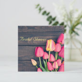 Bridal Shower Invitation—Donkere roze Tulpen & hou Kaart (Staand voorkant)