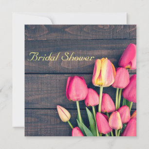 Bridal Shower Invitation—Donkere roze Tulpen & hou Kaart