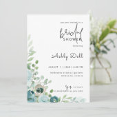 Bridal Shower Invitation Dusty Blue Kaart (Staand voorkant)